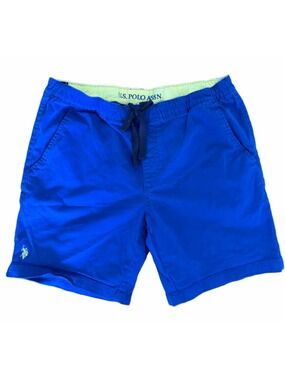 Men's U.S. Polo Assn. Flat Front Shorts, Size L, Blue and Yellow